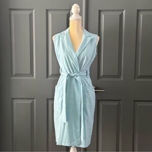 Calvin Klein Light Blue Belted Midi Dress